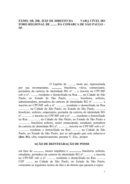 EXMO. SR. DR. JUIZ DE DIREITO DA VARA C&Iacute;VEL