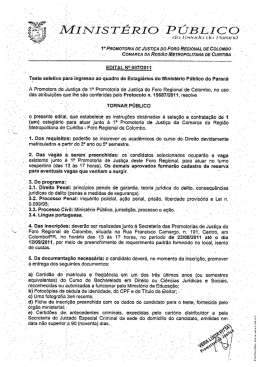 Edital nº 007.11 - vaga estágio - 1ª PJ Colombo - agosto 2011