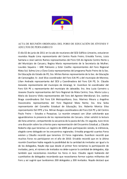 ACTA DE REUNI&Oacute;N ORDINARIA DEL FORO DE EDUCACI&Oacute;N DE J&Oacute;VENES Y