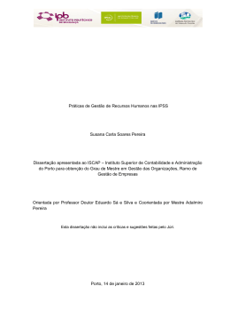 Pr&aacute;ticas de Gest&atilde;o de Recursos Humanos nas IPSS Susana Carla