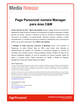Page Personnel nomeia Manager para área C&M