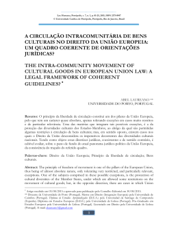 a circula&ccedil;&atilde;o intracomunit&aacute;ria de bens culturais no direito da uni&atilde;o