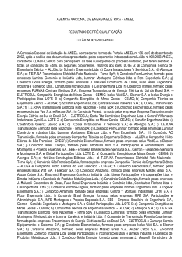 AG&Ecirc;NCIA NACIONAL DE ENERGIA EL&Eacute;TRICA