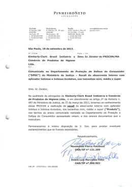 recall KIMNERLY-CLARK BRASIL IND&Uacute;STRIA E