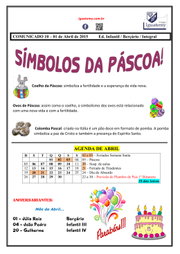 AGENDA DE ABRIL 01 &ndash; J&uacute;lia Reis Ber&ccedil;&aacute;rio 04 &ndash; Jo&atilde;o Pedro