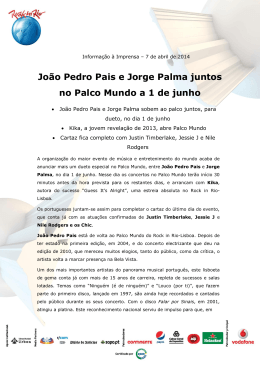 João Pedro Pais e Jorge Palma juntos no Palco Mundo a 1