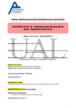 p&oacute;s-gradua&ccedil;&atilde;o/especializa&ccedil;&atilde;o direito e organiza&ccedil;&atilde;o do desporto