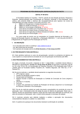1 PROGRAMA DE P&Oacute;S-GRADUA&Ccedil;&Atilde;O (ESPECIALIZA&Ccedil;&Atilde;O) DA