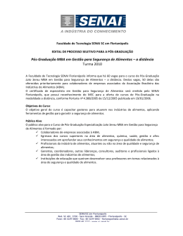P&oacute;s-Gradua&ccedil;&atilde;o MBA em Gest&atilde;o para Seguran&ccedil;a de Alimentos &ndash; a
