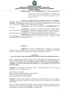 RESOLU&Ccedil;&Atilde;O N&ordm;. 27 - CONSUP/IFAM, de 06 de outubro de 2011.