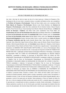 2&ordf; Reuni&atilde;o - Instituto Federal do Esp&iacute;rito Santo