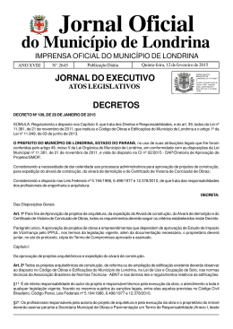 DECRETO N&ordm; 109 DE 29 DE JANEIRO DE 2015