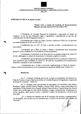 PORTARIA N° 020, 27 de janeiro de 2015 - Crea-TO