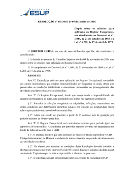 RESOLUÇÃO nº 001/2015, de 05 de janeiro de 2015