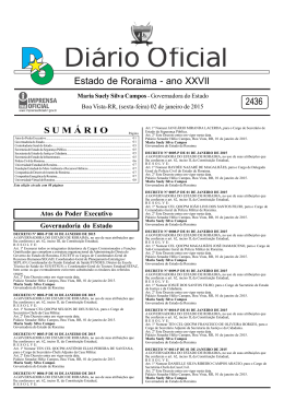 Di&aacute;rio Oficial - Imprensa Oficial do Estado de Roraima