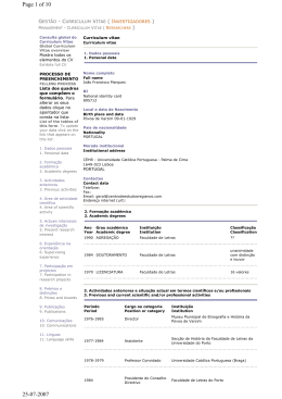 Curriculum Vitae - Faculdade de Teologia