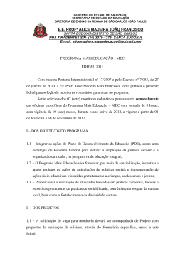 EE PROFª ALICE MADEIRA JOÃO FRANCISCO PROGRAMA MAIS