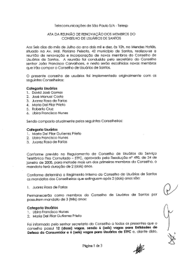 Telecomunica&ccedil;&otilde;es de S&atilde;o Paulo S/A - Telesp ATA DA