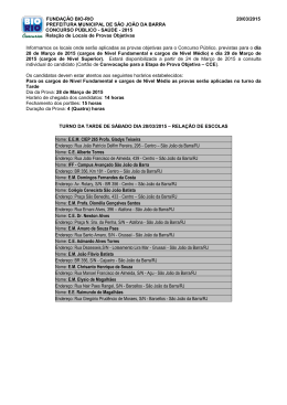 Homologa&ccedil;&atilde;o dos Locais de Prova