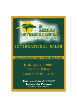 III Leilão International Sales - Tattersall da ACPCCP/PR