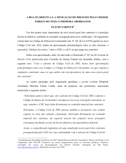 A boa-f&eacute; objetiva e a mitiga&ccedil;&atilde;o do preju&iacute;zo pelo credor
