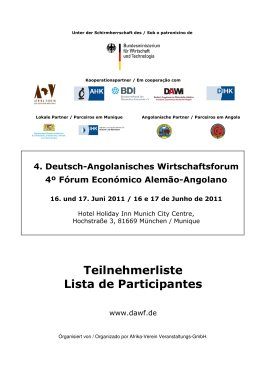 Teilnehmerliste DAWF 2011 - Afrika-Verein der deutschen Wirtschaft