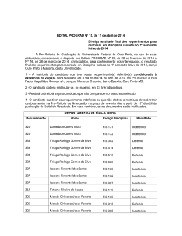 Edital PROGRAD n&ordm; 15/2014 - Resultado dos requerimentos