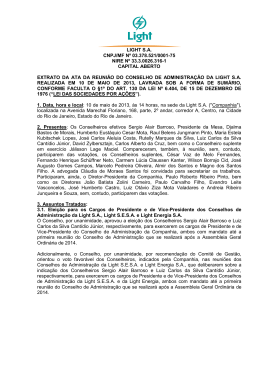 LIGHT S.A. CNPJ/MF N&ordm; 03.378.521/0001