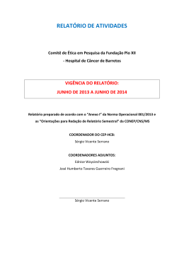 8. Relat&oacute;rio de Atividades Semestrais CEP-HCB