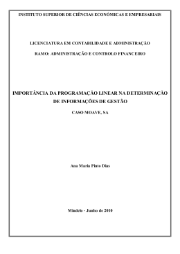 import&acirc;ncia da programa&ccedil;&atilde;o linear na determina&ccedil;&atilde;o de
