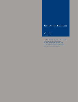 Demonstra&ccedil;&otilde;es Financeiras