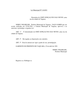 Lei Municipal Nº 1418/91 Denomina de JOSÉ GONÇALVES DAS