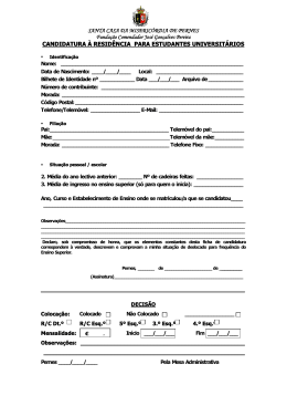 Formulário de Candidatura para Alojamento