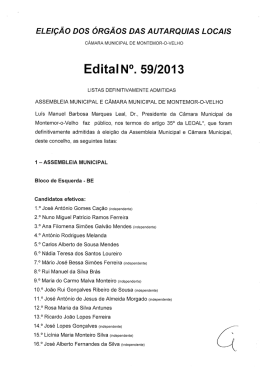Edital N°. 59/2013 - Câmara Municipal de Montemor-o