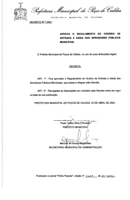 DECRETO N° 7.049/ APROVA O REGULAMENTO DO HORÁRIO