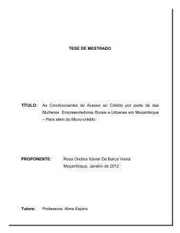 As Condicionantes do Acesso ao Cr&eacute;dito por parte de das