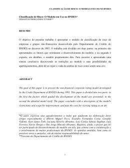 Classifica&ccedil;&atilde;o de Risco: O Modelo em Uso no BNDES*