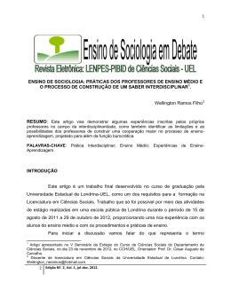 ENSINO DE SOCIOLOGIA: PR&Aacute;TICAS DOS PROFESSORES