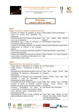 Programa das sessões paralelas