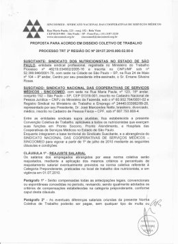 Convencao Coletiva Sind Nac das Cooperativas de Servicos Medicos