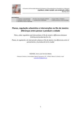 Planos, regula&ccedil;&atilde;o urban&iacute;stica e interven&ccedil;&otilde;es no Rio de