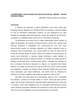 O ESPIRITISMO E SUA DIFUS&Atilde;O NO ESTADO DO RIO DE JANEIRO