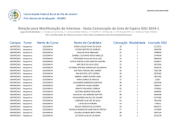 Sexta Convoca&ccedil;&atilde;o da Lista de Espera SiSU 2014-1