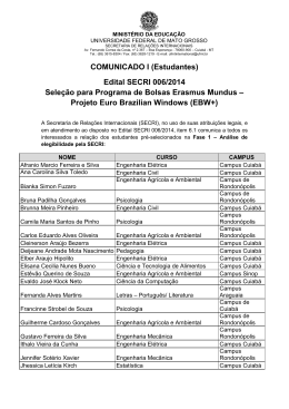 Edital Secri 006/2014 - EBW+ Erasmus Mundus