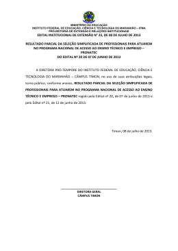 EDITAL INSTITUCIONAL DE EXTENS&Atilde;O N&deg; 25, DE 08 DE