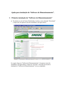 Ajuda para instala&ccedil;&atilde;o do &ldquo;Software de Dimensionamento&rdquo;.
