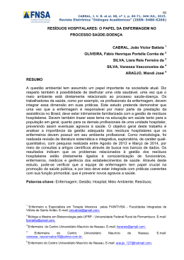 RES&Iacute;DUOS HOSPITALARES: O PAPEL DA