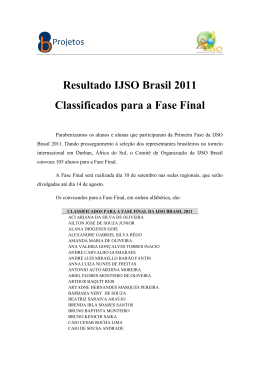 Resultado IJSO Brasil 2011 Classificados para a Fase Final