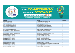 Escola Aluno Posi&ccedil;&atilde;o 2&ordm; ANO ENSINO