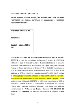 Publicado no D.O.E. de 02/10/2015 Seção I – página 161 E 162